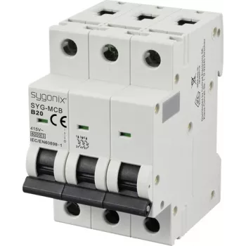 Sygonix SY-6440996 disjuntor 3 polos B20 20A 415V AC 6kA calha DIN