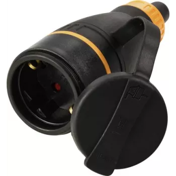 Sygonix SY-6618484 conector fêmea de segurança Schuko TPE PC 250 V/AC preto laranja IP44