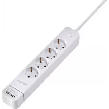 Sygonix SY-4535058 Régua de tomadas 6 tomadas com interruptor principal iluminado, cabo de 1,5 m, branco