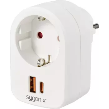 Sygonix SY-6713236 Adaptador de tomada com 2 portas USB, tipo F, 3680 W, branco