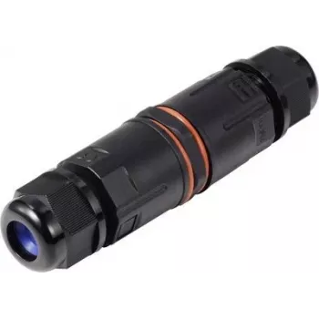 Sygonix SY-6748354 Conector de cabo resistente às intempéries com terminais push-in, 3 polos, IP68, preto