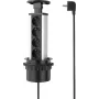SYGONIX SY-4737792 régua de tomadas de secretária com 8 tomadas Schuko e 2 portas USB, preto/prateado