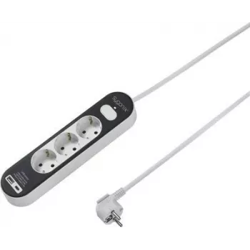 SYGONIX SY-4755366 Régua de tomadas 6 tomadas com interruptor, branco/cinzento, 1,5 m