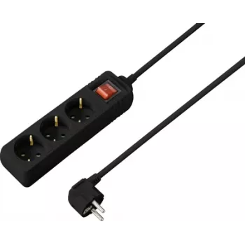 Sygonix SY-4890988 Régua de tomadas com interruptor, preto, Schuko, 1 unid.