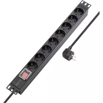 Sygonix SY-5799002 Régua de tomadas Schuko 8 tomadas para montagem em rack 19 polegadas, 1U, preto