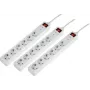 Sygonix 3xSY-5044446 Régua de tomadas com proteção contra sobretensão, 6 tomadas, branco, cabo 1,5m, pack de 3