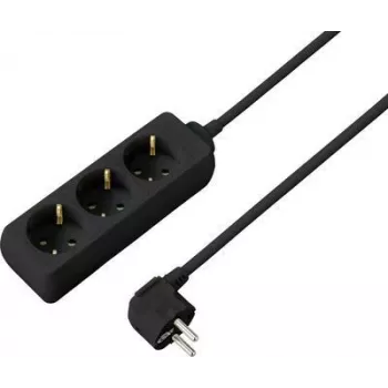 Régua de tomadas SYGONIX SY-4892462 sem interruptor, 6 tomadas Schuko, cabo de 1,5 m, preta