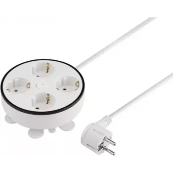 Tambor de cabo Sygonix SY-5806892 1,5 m branco 4 tomadas Schuko 3680 W com interruptor principal
