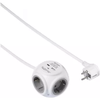Cubo de tomadas Sygonix SY-5827192 3 tomadas com cabo de 1,4 m, branco/cinzento, 16 A, 3680 W