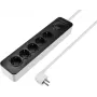 Sygonix SY-6118234 régua de tomadas de 5 vias com interruptor, preto/branco, cabo de 1,5 m