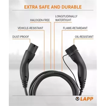 LAPP cabo de carregamento EV Type 2 Mode 3 11 kW trifásico 16 A 3 m preto 75747