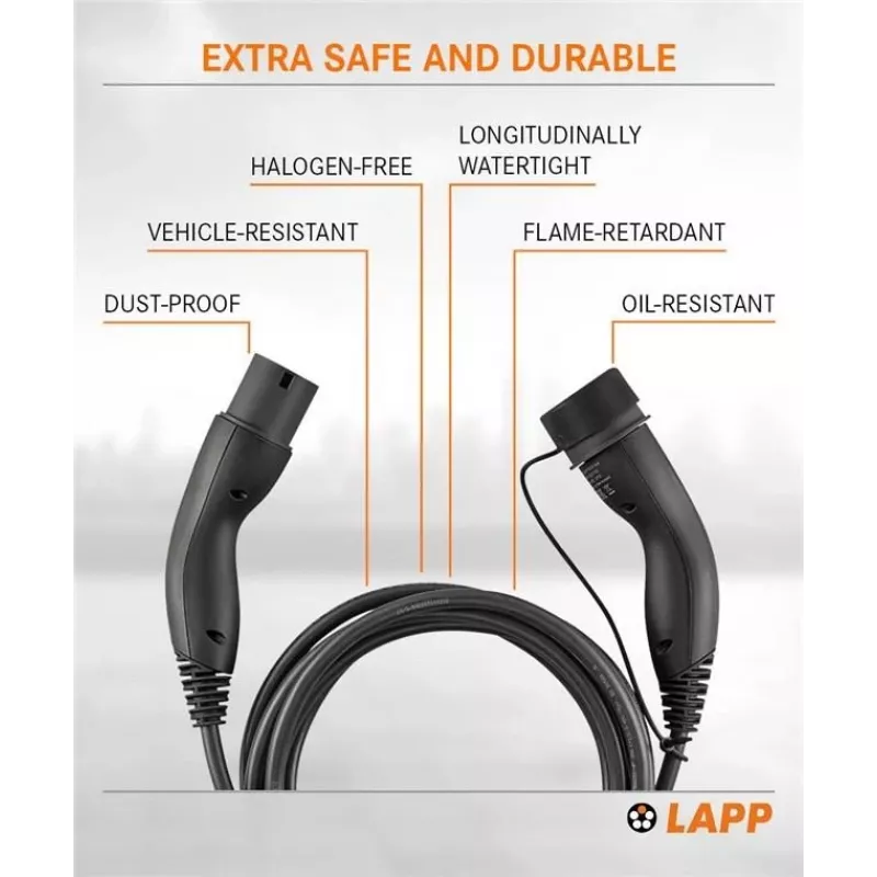 Cabo de carregamento EV LAPP MOBILITY Type 2 22 kW 5 m preto 61781