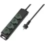 Régua de tomadas sem interruptor SYGONIX SY-5145340, 3 tomadas Schuko, cabo de 1,5 m, preto/verde