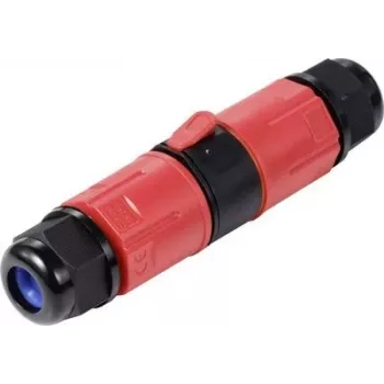 Conector de cabo tripolar resistente às intempéries Sygonix SY-6748350 com terminais de encaixe, IP68, 450 V, 24 A, preto
