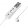 Régua de tomadas com temporizador digital Sygonix SY-4675078, 3 tomadas Schuko, cabo de 1,5 m, branco