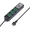 Tomada de jardim com temporizador mecânico Sygonix SY-6786454, 3 vias, IP44 resistente a salpicos, 3680 W, preto/verde
