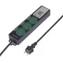 Tomada de jardim com temporizador mecânico Sygonix SY-6786454, 3 vias, IP44 resistente a salpicos, 3680 W, preto/verde