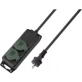 SYGONIX SY-5145338 Régua de tomadas com 6 tomadas Schuko, cabo de 1,5 m, preto/verde
