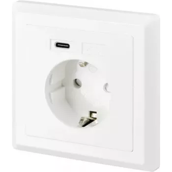SYGONIX SY-5238674 Tomada embutida com 2 portas USB-A, Schuko, branca
