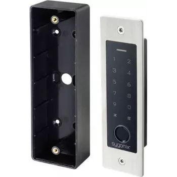 Sygonix SY-5231014 Sistema de controlo de acesso por impressão digital/RFID de encastrar com teclado iluminado, 12-18 V DC, IP55