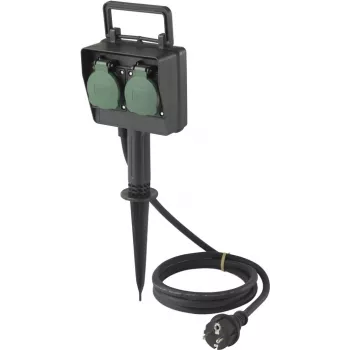 Sygonix SY-5231004 Tomada exterior 2 tomadas preta/verde IP44 16A 230V
