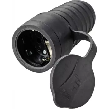 Sygonix SY-5806882 Tomada fêmea Schuko em borracha 250 V/AC preta IP44