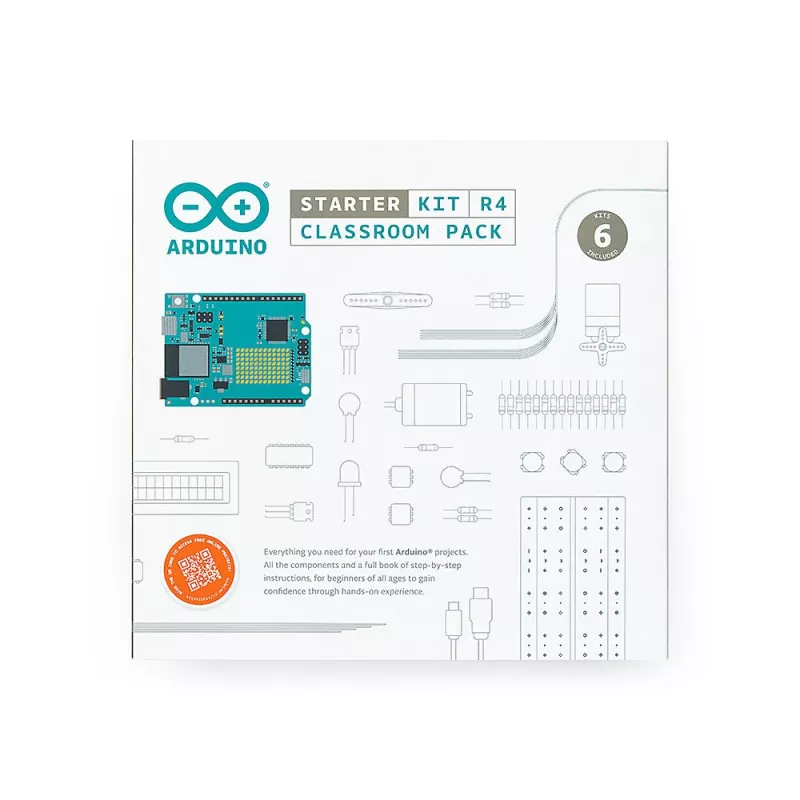 Arduino Starter Kit R4 Classroom Pack, 6 x Arduino Starter Kit R4, para um grupo a partir de 12 pessoas (K000007_R4-6P)