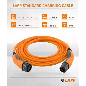 LAPP Cabo de carregamento Type 2 para VE 11 kW 3m laranja 75743