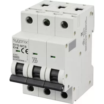 Disjuntor de proteção de linha Sygonix SY-6441084 3 polos C16 16A 6kA, 415V AC, montagem em calha DIN