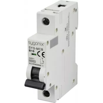 Disjuntor automático miniatura Sygonix SY-6440876 SYG-MCB 1P/B10/6KA unipolar 10 A 240 V AC