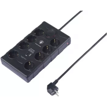 Sygonix SY-4751202 Régua de tomadas com proteção contra sobretensão 8 tomadas Preto 1,5m