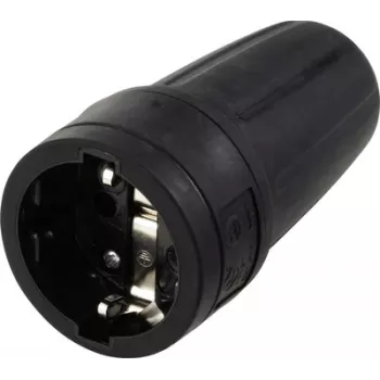 Sygonix SY-6618472 Tomada fêmea Schuko TPE 250 V/AC Preto