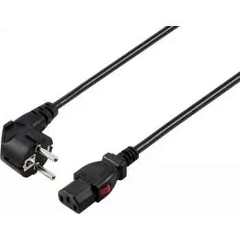 Sygonix SY-6733072 Cabo de alimentação IEC C13 bloqueável, CEE 7/7 para IEC C13, 2 m, Preto