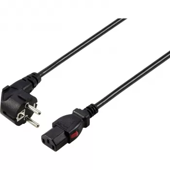 Sygonix SY-6733072 Cabo de alimentação IEC C13 bloqueável, CEE 7/7 para IEC C13, 2 m, Preto