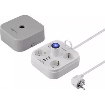 Tomada múltipla Schuko 4 tomadas Sygonix SY-6788330 cinzento/branco