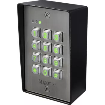 Fechadura de código de sobrepor Sygonix SY-6888064, 12-24V DC/AC, IP65, teclado iluminado