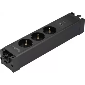 Módulo de tomadas 3 tomadas encastrado sem interruptor, preto Sygonix SY-6872236