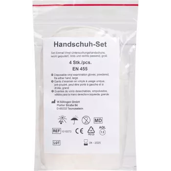 Söhngen Conjunto de luvas 1010073 1250 VE4 - Luvas de exame, látex, sem pó, tamanho L, 4 luvas (2 pares)