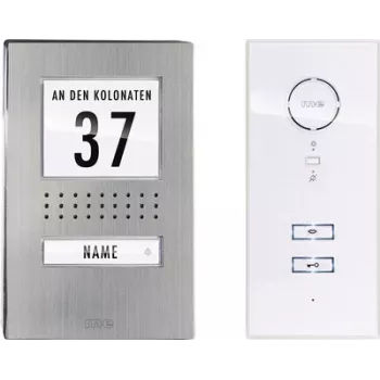 M-E MODERN-ELECTRONICS ADV 111 WW Posto de áudio para intercomunicador com fios Conjunto completo para moradia unifamiliar, Aço inoxidável, Branco (41137)