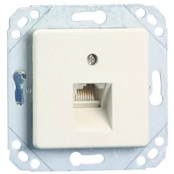 METZ Connect UPk Unidade de ligação encastrada, tomada universal, design IAE, 2x RJ45, terminais de parafuso mini terminal RJ45 (130040111-I)