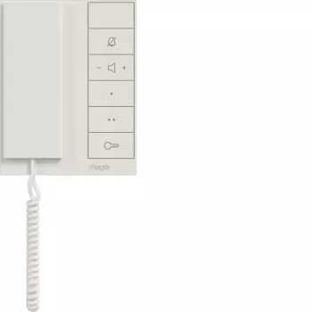 Hager RTQ640X Posto interno de áudio com auscultador para barramento IP de 2 fios, Branco polar