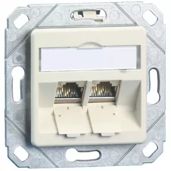 METZ CONNECT BTR E-DAT modul 8/8(8) UPk sem módulos - Tomada de dados encastrada, CAT 6, Branco puro RAL 9010, 2 portas 1309151102-E-90