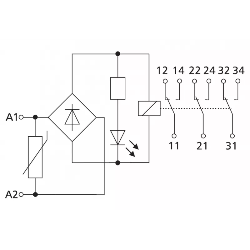 METZ CONNECT KRA-S12/21-21-21 relé de acoplamento, bobina 24 V AC, 3 contactos comutadores, branco 11060913