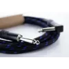 Cabo para instrumentos Cordial 14780 3 m – jack TS 6,3 mm para jack TS 6,3 mm, preto/azul com revestimento têxtil
