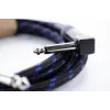Cabo para instrumentos Cordial 14780 3 m – jack TS 6,3 mm para jack TS 6,3 mm, preto/azul com revestimento têxtil