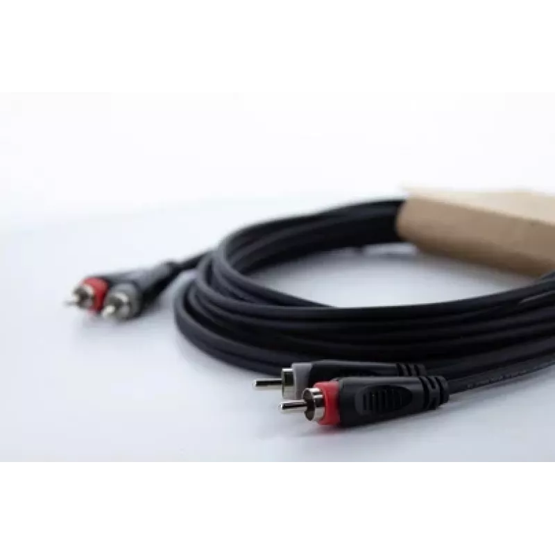 Cabo de áudio RCA Cordial 14836 2x RCA macho para 2x RCA macho 1,5m preto