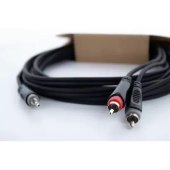 Cabo adaptador Y de áudio Cordial 14854 jack 3,5mm para 2x RCA 1m preto