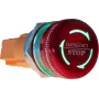 JOY-IT Button22NA-02 botão de emergência, com retenção, montagem 22 mm, 220 V, cabeça de cogumelo vermelha, colar verde, IP67, IK10