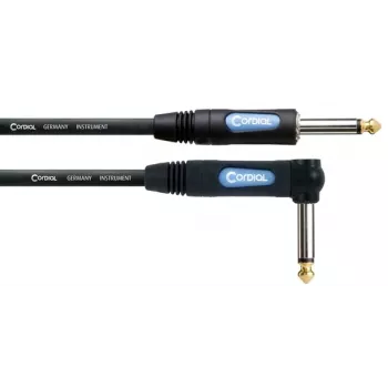 Cabo patch mono jack Cordial 13737 6,3 mm ficha macho para ficha macho, 3 m, PVC preto, cobre isento de oxigénio, blindagem em espiral