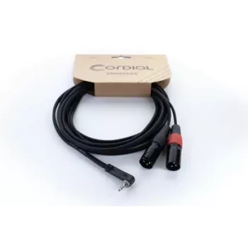 Cordial EY 1.5 WRMM Cabo adaptador Y XLR 3,5mm TRS para 2x fichas XLR 1,5m preto 14874